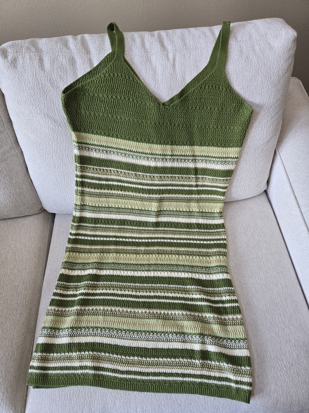 NWT Green Striped Knit Slip Dress